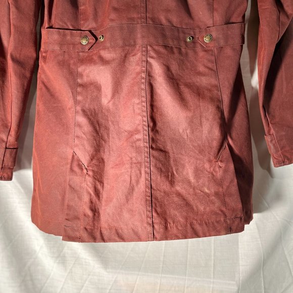 Womens Moorcroft Jacket + Hood SMALL Red Burgundy Outerwear Chore Wax Canvas NEW - Picture 16 of 16